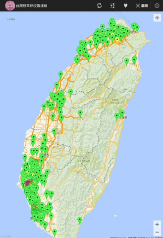 台灣登革熱疫情速報應用程式示意圖_臺灣地圖